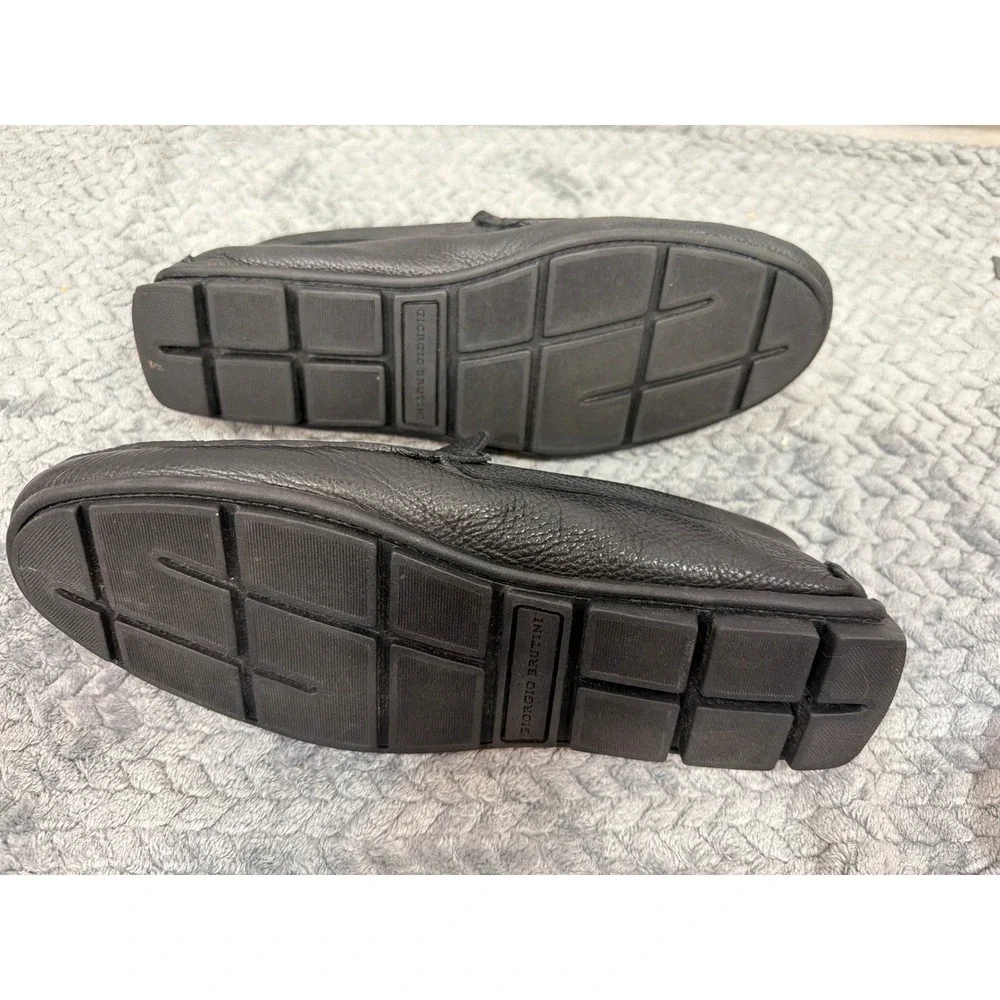Giorgio Brutini Janeiro Mens 10 M Black Pebbled Leather Driving Loafers Brazil